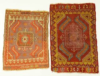 2PC C.1900 Oriental Turkish Yastik Carpet Mats