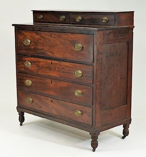 C.1850 Federal Empire Flame Mahogany Drawer Chest