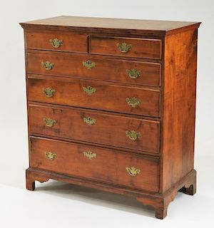 18C New England Cherry Queen Anne Chest of Drawers