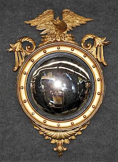 19C American Federal Gilt Eagle Bull's Eye Mirror
