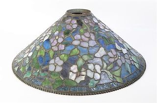 A Leaded Glass Hanging Shade, after Tiffany Studios, Diameter 27 3/4 inches.