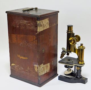 Bausch & Lomb Brass Microscope & Case