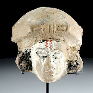 Parthian Polychrome Pottery Votive Head of a Woman