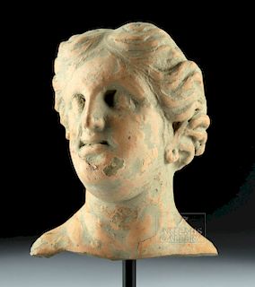 Large Greek Hellenistic Terracotta Head of a Woman