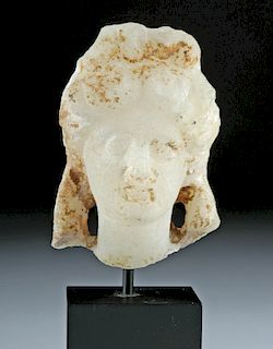 Roman Alabaster Head of Woman with Elaborate Coiffure