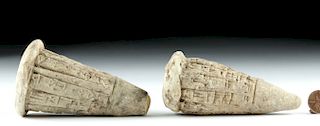 Lot of Two Sumerian Clay Cuneiform Cones