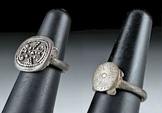 Lot of 2 Phoenician Silver Finger Rings, ex-Christie's
