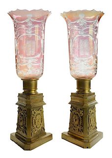 Pair Empire Style Gilt Bronze and Cut-
