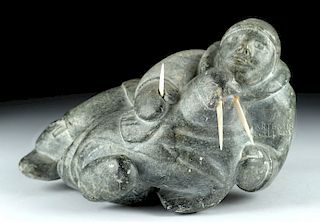 20th C. Inuit Soapstone Carving of Hunting Scene