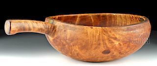 Late 19th C. Hawaiian Acacia Wood Handled Bowl