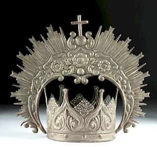 19th C. Mexican Tin Repousse Crown, ex-Historia