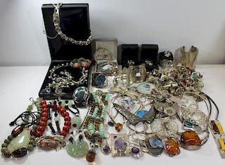 STERLING. Very Large Grouping of Silver Jewelry.