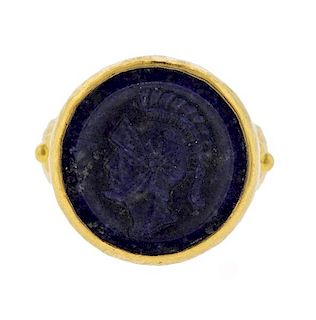 Ara 22k Gold Lapis Intaglio Ring 