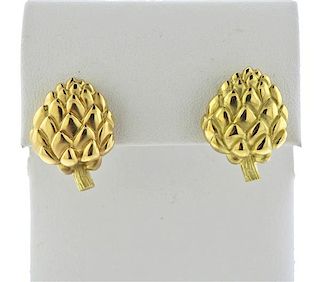 18k Gold Artichoke Earrings 