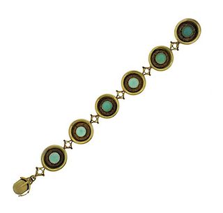 Art Deco 14k Gold Chrysoprase Bracelet 