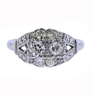 Mid Century  Platinum Diamond Ring