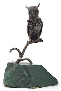 A Silver Model of an Owl, Height overall 5 1/4 inches.