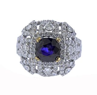 18K Gold Diamond Sapphire Ring