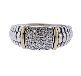 14K Gold Silver Diamond Band Ring