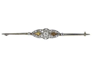Art Deco Platinum 14k Gold Diamond Brooch Pin