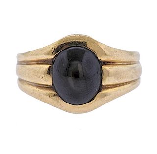 14k Gold Black Star Sapphire Ring 