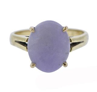 14k Gold Lavender Jade Ring 