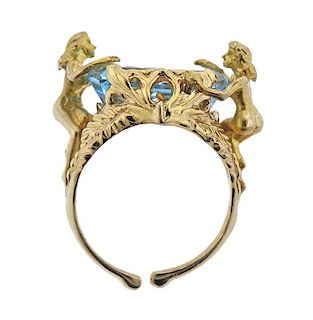 14k Gold Blue Topaz Nymph Ring