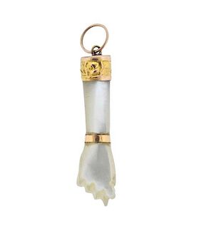 14K Gold Mother of Pearl Figa Hand Charm Pendant