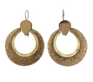 Antique 14K Gold Circle Earrings