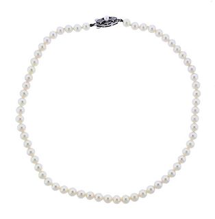 Mikimoto Sterling Silver Pearl Necklace 