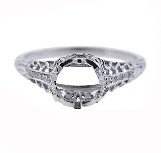 Art Deco Platinum Diamond Engagement Ring Setting 