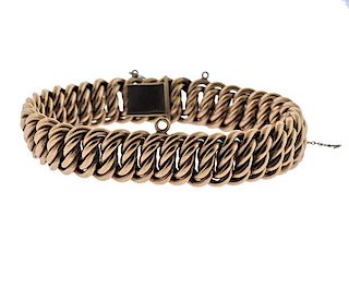 French 18k Gold Link Bracelet 