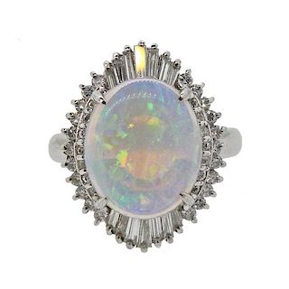 Platinum Diamond 4.68Ct Opal Ring