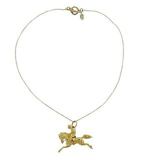 Adria de Haume 18K Gold Jockey Pendant Necklace