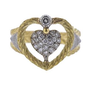 Buccellati Oro 18K Gold Diamond Heart Ring