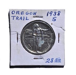 1938 S Silver Oregon Trail Commemorative Half Dollar US Coin 