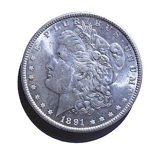 1891 Silver Morgan Dollar US Coin 