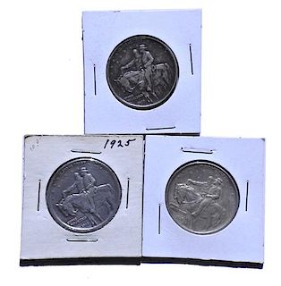 1925 Silver Half Dollar Stone Mountain Commemorative US Coin Lot of 3