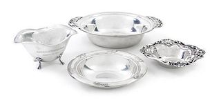 Four American Silver Bowls, Length of largest 10 5/8 inches.