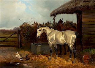 Colin Graeme Roe, (British, 1858-1910), Horse at a Trough