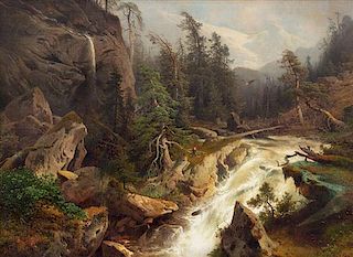 Hermann Ottomar Herzog, (German-American, 1832-1932), American Waterfall