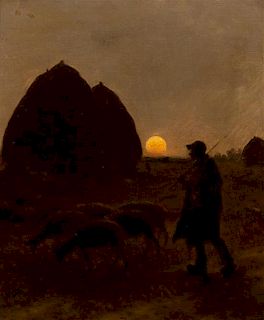 Henri Lerolle, (French, 1848-1929), Shepherd at Sunset