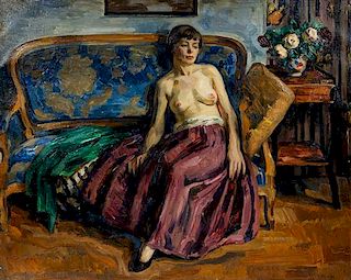 Louis Ritman, (American, 1889-1963), Blue Couch