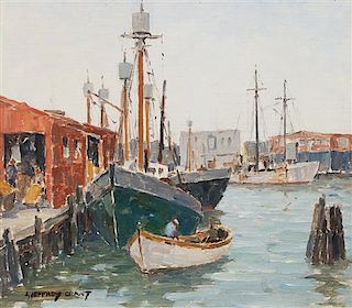 James Jeffrey Grant, (American, 1883-1960), Dock Scene