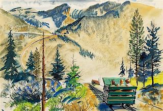 Edwin Fulwider, (American, 1913-2003), Track to Lewis and Clark Cavern, Montana