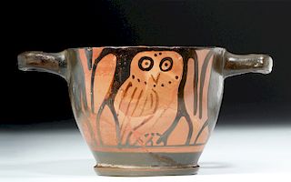 Greek Apulian Red-Figure Owl Skyphos