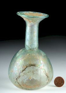 Elegant Roman Glass Ribbed Flask
