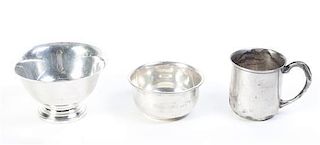 Three American and Canadian Silver Table Articles, 20th Century, Height of tallest 2 3/4 inches.