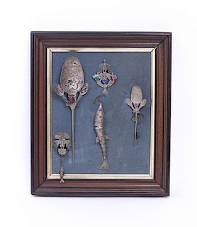 Four Silvered Metal Articles, Height 14 1/4 x width 12 1/4 inches (frame).