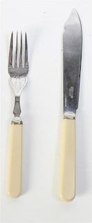 A Group of Mother-of-Pearl Handled Silver-Plate Flatware,